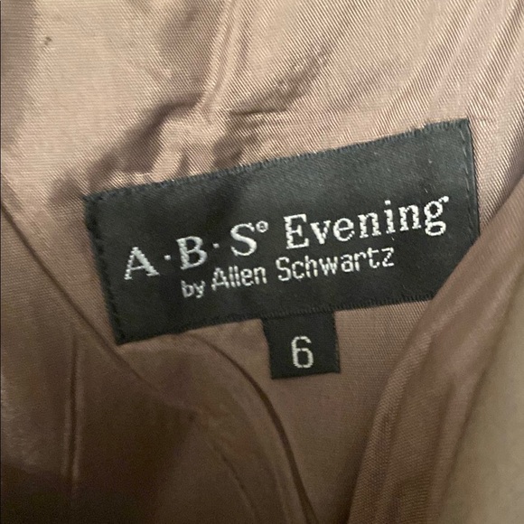 ABS Evening by Allen Schwartz Elegant Olive Green Satin Maxi Dress Size 6 - Picture 6 of 12